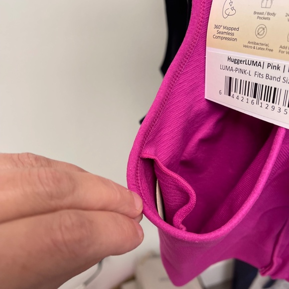 Prairie Wear HUGGER LUMA Women XL 42-44 Pink Nylon Stretch Compression Zip Bra - Picture 7 of 12